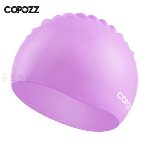 Copozz Men women elastic large size candy color swimming wear hat Adults Waterproof swimming hat silicone swimming caps badmuts