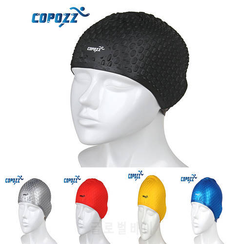 COPOZZ Flexible Silicone Waterproof Unisex Adult WaterSwimming Cap Swim for Hair Hat Cover Ear free size for Women Men