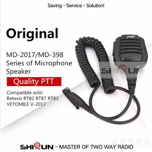 Original Waterproof PTT Shoulder Speaker Mic Microphone for TYT MD-2017 MD-398 Compatible with RT82 RT87 RT83 V-2017 DMR Radios