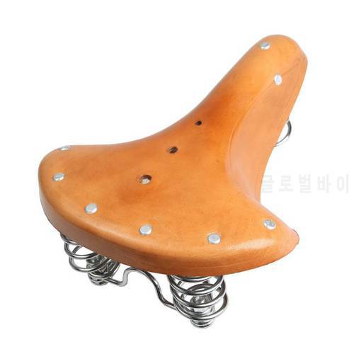 New High Quality Bicycle Leather Seat For Mountain Bike Outdoor Road Bicycle Retro Saddle Vintage Rivet Bicycle Parts Saddles
