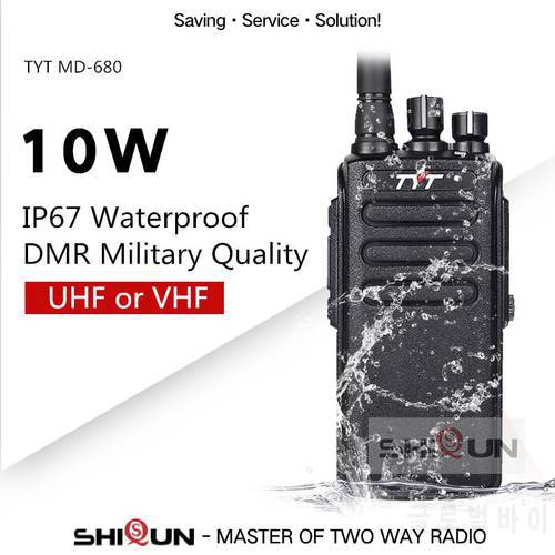 TDMA Digital Radio 136-174Mhz VHF 10W TYT MD-680 MD680/MD358 UHF 10W 400-480MHZ DMR Digital Two Way Radio 10KM IP67 Waterproof