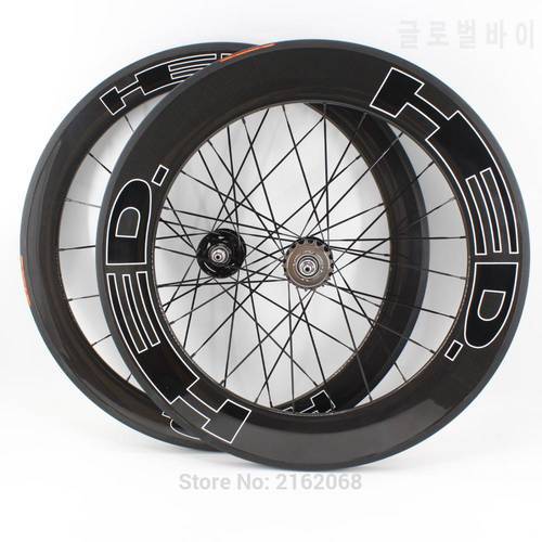 New 700C front 60mm+rear 88mm Fixed gear bicycle 3K full carbon bike wheelset carbon clincher tubular rims 23mm width Free ship
