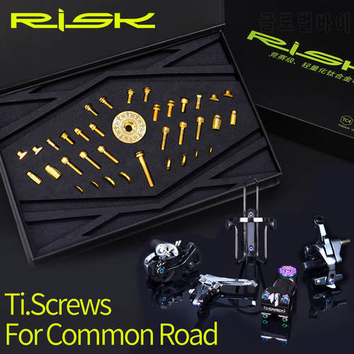 Risk 36 Pcs Titanium Common Road Bike Bolts Unit Brake Shoe/Derailleur Wire/Jockey Wheel/Stem/ Water Botter Cage Fixing Screws