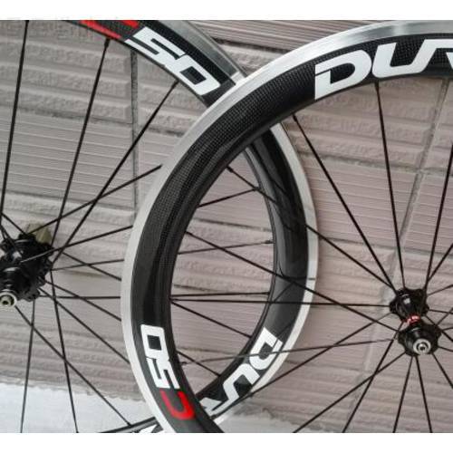 chinese oem decal 700C ace carbon clincher road bike wheels 50mm with Alloy Brake surface