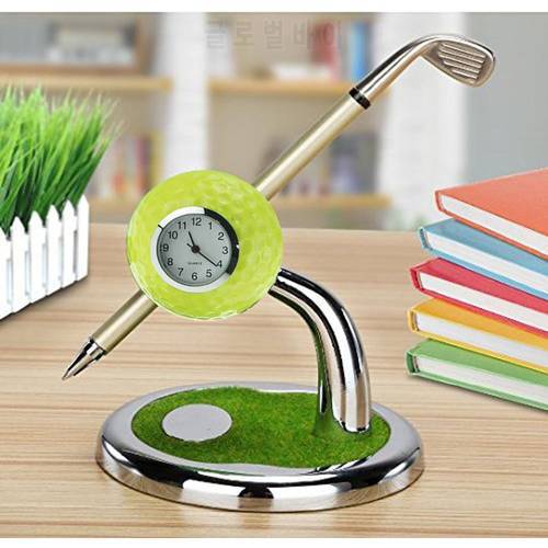 CRESTGOLF Golf Gift Golf Ball Design Pen Holder Desktop With a Mini Club Shape Pen and a Watch Golf Accessoires