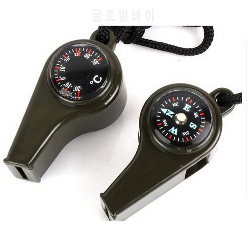 by dhl or fedex 200pcs Whistle Compass 3 in1 Survival Camping Thermometer new brand