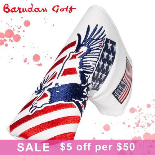 Golf Putter Cover USA Flag Amarica Golf Blade Putter Headcovers Golf Club Head Cover Leather Magnetic With Free Shipping