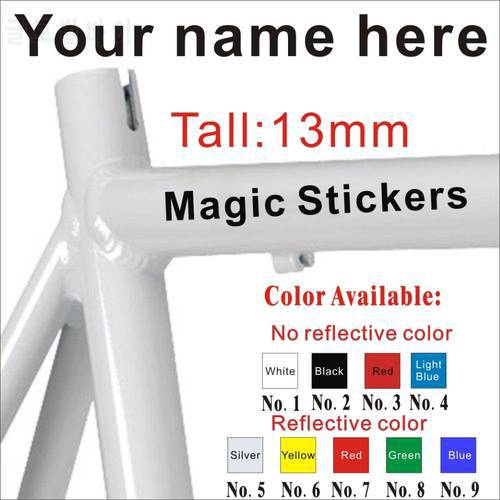 2X 13mm tall Custom Name Bike Decal Cycling Frame ID Sticker Pro (Set of two) Bicycle Custom Bike DH Tube Stickers
