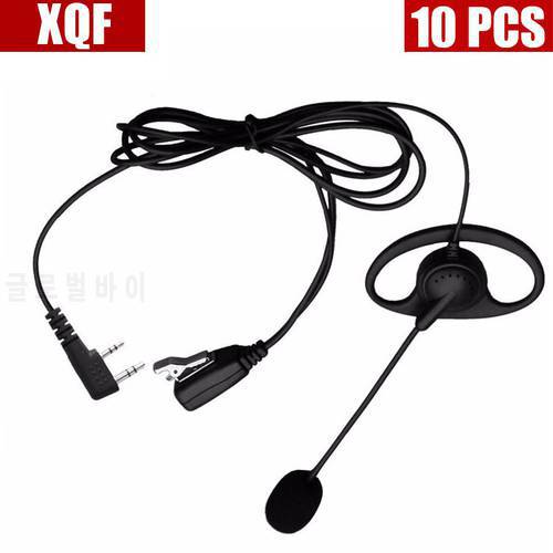 XQF 10PCS D-Shape PTT Earpiece Headset with boom Mic for Kenwood Baofeng UV5R TYT Radio