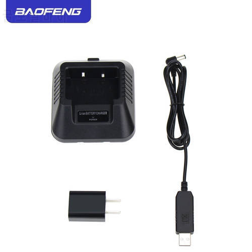 Original Baofeng UV-5R Walkie Talkie Li-ion Battery Desktop Charger USB Charger Cable + Adapter For Baofeng UV-5R Series Radio