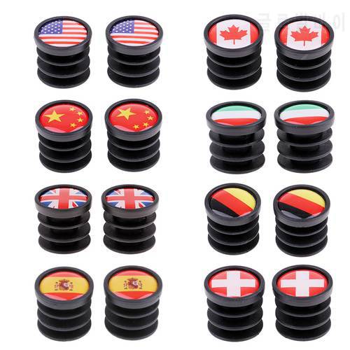 1 Pair Bicycle National Flag Handlebar End Plugs For MTB Mountain Road Bike Bicycle Grips Parts - 22mm Dia