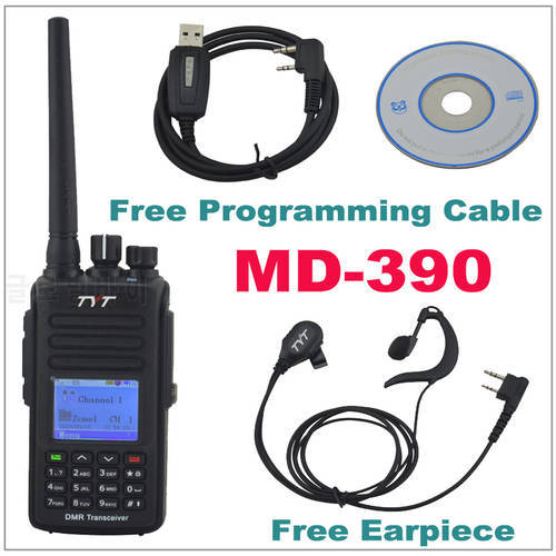 TYT MD-390 DMR Walkie Talkie MD390 UHF400-480MHz GPS Two Way Radio IP67 Waterproof Transceiver+ Programming cable CD& Earpiece