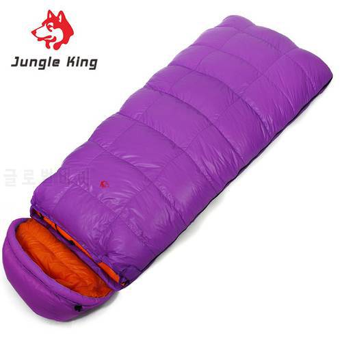 Jungle King High quality autumn winter envelope sleeping bag widening filled 1000g 90% -25 degrees outdoor camping sleeping bag