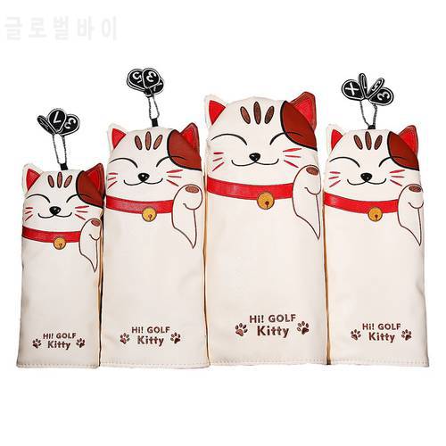 Free Shipping Money Cat PU Leather Golf Headcovers Head Covers Driver FW UT Utility With Number Tag