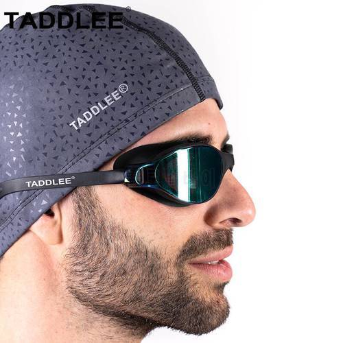 Taddlee Brand Men Swim Cap PU Fabric Silicone Lycra Swimming Hat Pool Waterproof Sports Adult Swim Wear Accessories large size