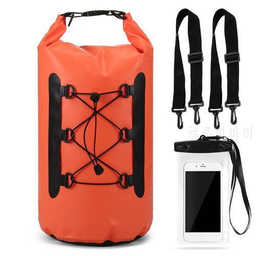 15L Waterproof Dry Bag with Phone Case Swimming Bag Roll Top Dry Sack for Kayak Boating Fishing Surfing Rafting River Trekking