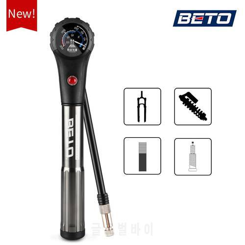 Beto Combo Bicycle Pumps For Tire Shock Fork Hose Bike Pump High Pressure Gauge Road Mtb Cycling Air Inflator Hand Bicycle Pump