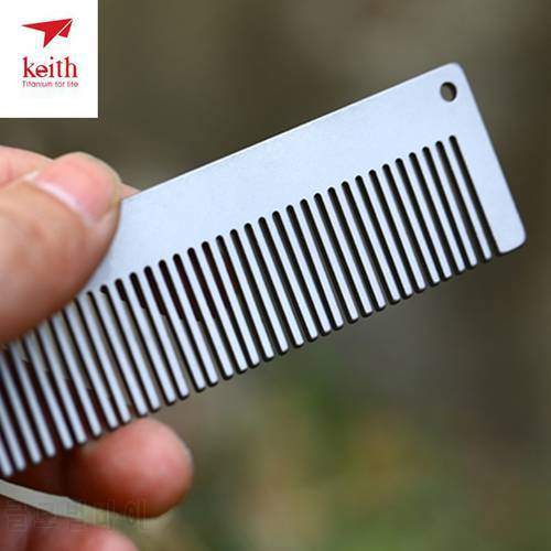 Keith 1pcs Titanium Hair Comb Outdoor Camping Travel Comb Anti-static Durable Hair Comb Men Hair Comb Clip for Men Style Ti1732