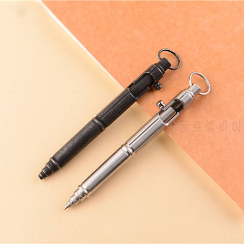 EDC Outdoor Self-defense Retro Stainless Steel Machine Gun Pen Stainless Steel Bolt Type Tactical Pen Hanging Ring Accessories