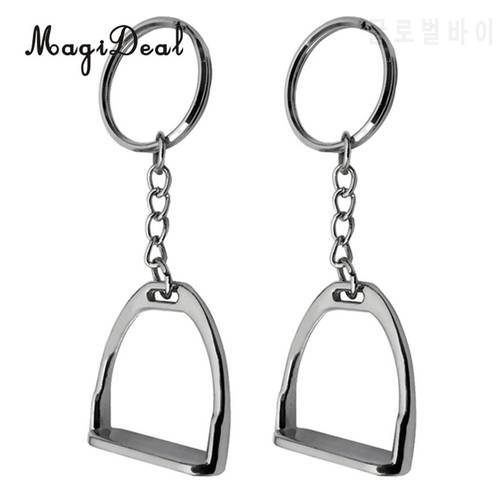 2 Pieces Western Stirrup Keychain Key Ring Hanger Tool for Men Women Hand Bag Decoration Equestrian Equine Horse Theme