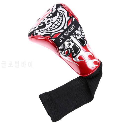 1pc Golf Club Driver Headcover Skull Embroidery Driver Head Cover Long Neck Driver Cover