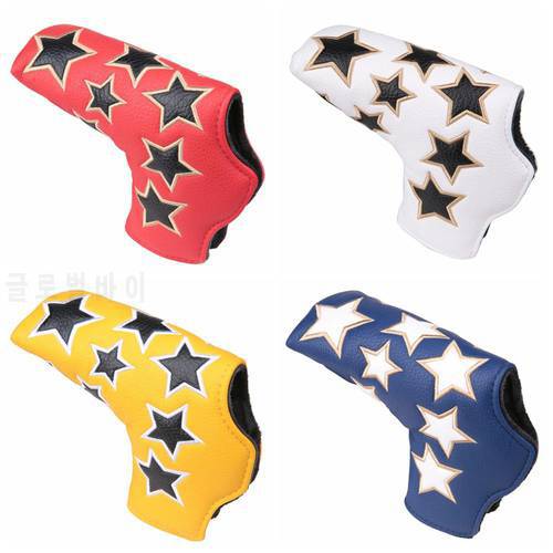 1pc Magnetic Closure Golf Putter Cover Soft Synthetic Leather with Star Pattern and Thick Black Lining Blade Head cover