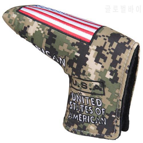 1pc Golf Club Putter Head Cover Camouflage Style with USA Flag Embroidery Blade Putter Cover