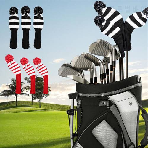 3Pcs/set Knitted Golf Club Set Protection Driver Fairway Wood Headovers Covers with Number Tags
