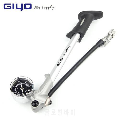 GIYO GS-02D High-pressure Air Shock Pump For Fork Rear Suspension Cycling Mini Hose Air Inflator Schrader Bicycle Fork 179mm
