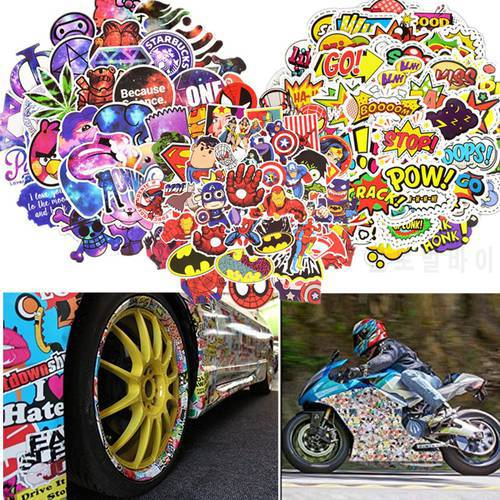 50pcs Waterproof Vinyl Bike Stickers Scooter Decor Car Motorcycle Bicycle Skateboard Laptop Luggage Neon Light Stickers Decals