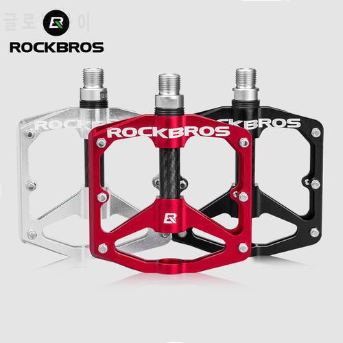 ROCKBROS Bicycle Pedals Sealed DU Bearing Aluminum Alloy Cycling Bike Pedals Hollow Ultralight Non-slip Cleat Bike Part Flat