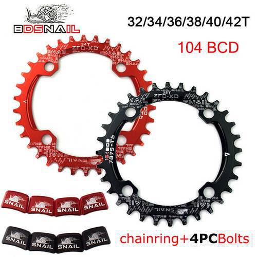 Mountain Road Bike Chainring 104BCD Chain Ring Narrow Wide Round Oval Bicycle Chainwheel Bolts 32T 34T 36T 38T 40T 42T