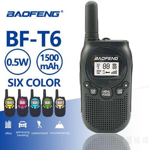 2019 New Baofeng T6 Mini Walkie Talkie 0.5w FRS PMR Handheld Two Way Radio Kids Toy Interphone Ham Radio Comunicador Transceiver