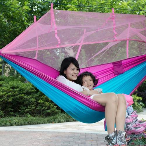 Summer utdoor camping hammock nets hammock tent single anti mosquito gauze hammock chair Parachute Nylon Military Hammock