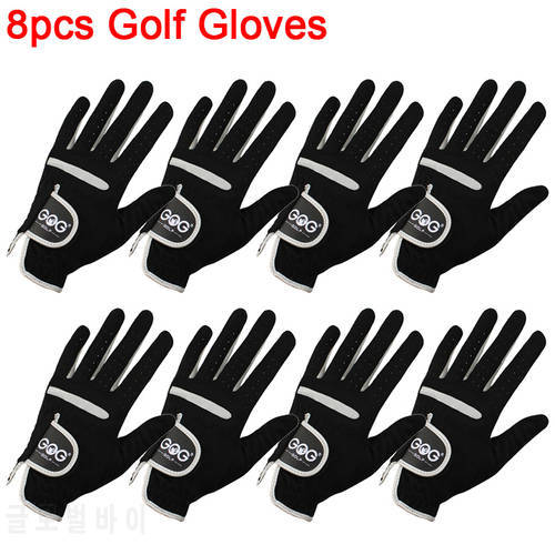 8pcs Golf gloves Men left Black GOG Soft Fabric Breathabal Gloves Wear On Left & Right Hand Sports glove Brand new Free Shipping