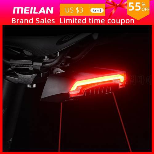 MEILAN X5 Bike Brake Light Flash Tail Light Rear Turn Bicycle Wireless Remote Control Turning Cycling Laser Safety Line Lights