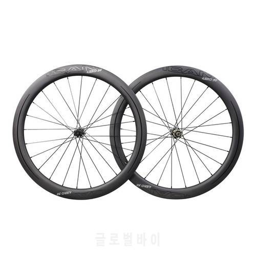 ICAN Carbon Bike Wheelset Disc Brake Super Light Rim Novatec 411 412 SAPIM-CX-RAY Wheels Carbon Clincher 50mm Carbon Wheels