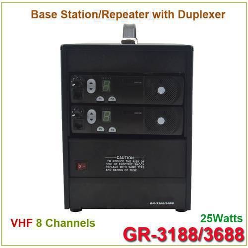 Brand New GR-3188/3688 Two-way Radio Walkie Talkie Base Station/ Repeater VHF 136-174MHz 25Watts 8 Channels with Duplexer