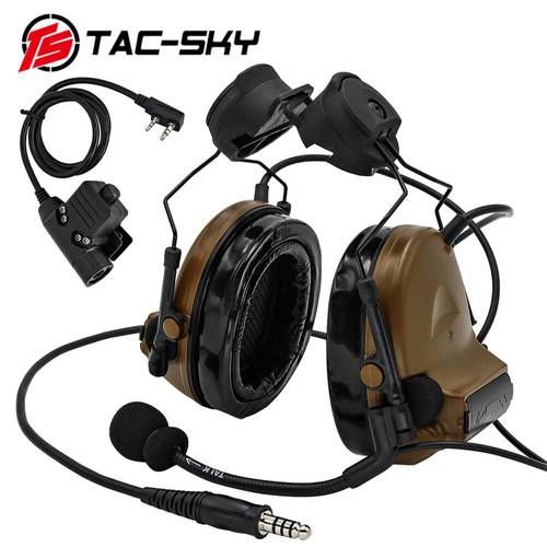 TAC -SKY COMTAC II Tactical Headset COMTAC II Helmet Stand Military Noise Cancelling Headphones and Tactical PTT u94ptt CB