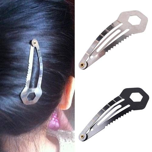 Multi-purpose Stainless Women Self Defense Tactical Survival Hairpins Screwdriver Cutter Keychain 8 In 1 Pocket Utility Tool