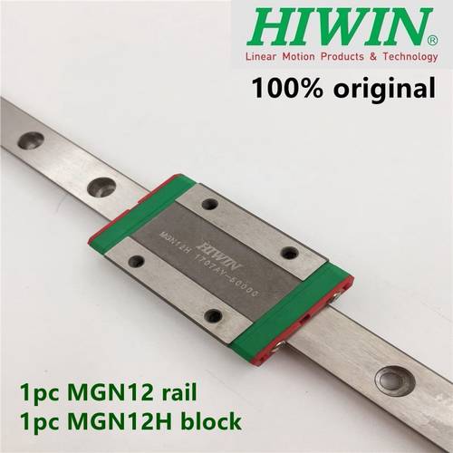 1pc Original Hiwin linear guide MGN12 100 150 200 250 300 350 400 450 500 550 mm MGNR12 rail + 1pc MGN12H block cnc 12mm