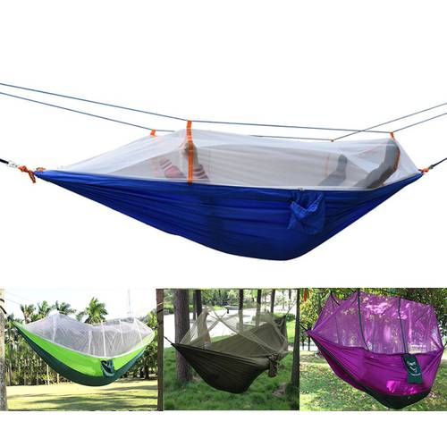 Wholesale 50pcs/lot Outdoor Portable camping Mosquito net sleeping hammock High strength parachute Fabric double hanging bed