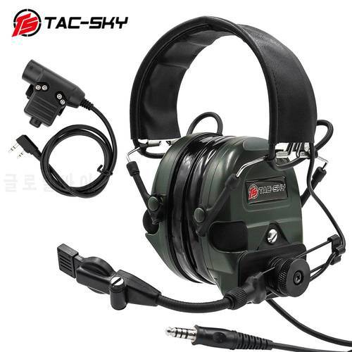 TAC-SKY Tactical headset TCI LIBERATOR Silicone Earmuff Noise Reduction Pickup Outdoor Hunting Sports Military headset+u94ptt