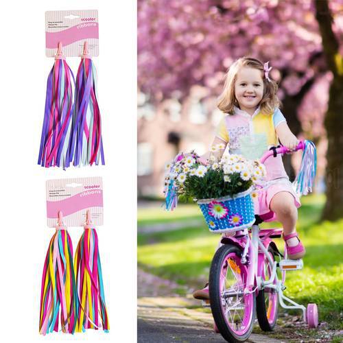 Bicycle Handlebar Colorful Tassel Streamers 2pcs Tassel Ribbons Cycling Accessories Children Kids Bike Decor Ribbon
