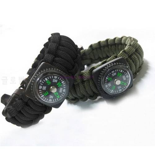 by dhl or fedex 1000pcs hot Activing New Outdoor Self-rescue Parachute Cord Bracelets Compass Survival Camping Travel