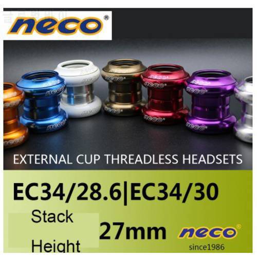 Neco bike Headsets Threadless External Cup 1 1/8 1.125&39&39 34MM Road Bike Bearing Fixed Gear Headset