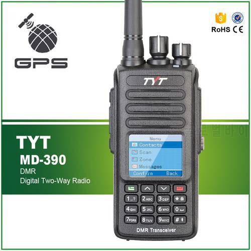 TYT MD-390 DMR Walkie Talkie MD390 VHF 136-174MHz GPS Two Way Radio IP67 Waterproof Transceiver+ Programming cable CD& Earpiece