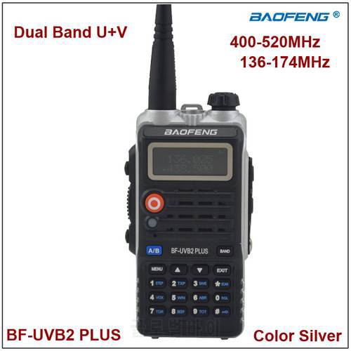 Baofeng Two Way Radio BF-UVB2Plus Walkie Talkie Dual Band UVB2 Silver Color w/Earpiece