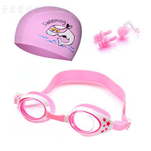 Kids Swimming glasses Children Cartoon Swim Caps Ear Plug Professional Dolphin Boy Eyewear Waterproof Hat Swimming Pool goggles