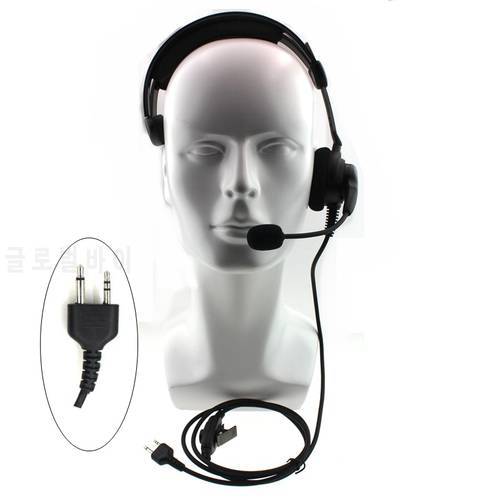 2 Pin Radio Headphone with Swivel Boom Mic Headset For Midland 2 Pin Walkie Talkie G6 G7 GXT550 GXT650 LXT80 LXT Two Way Radio